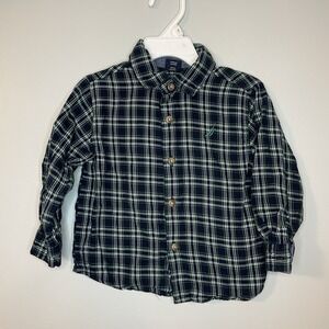 Nautica Toddler Boys Stripe Button Down Dress Shirt Size‎ 18M Plaid
